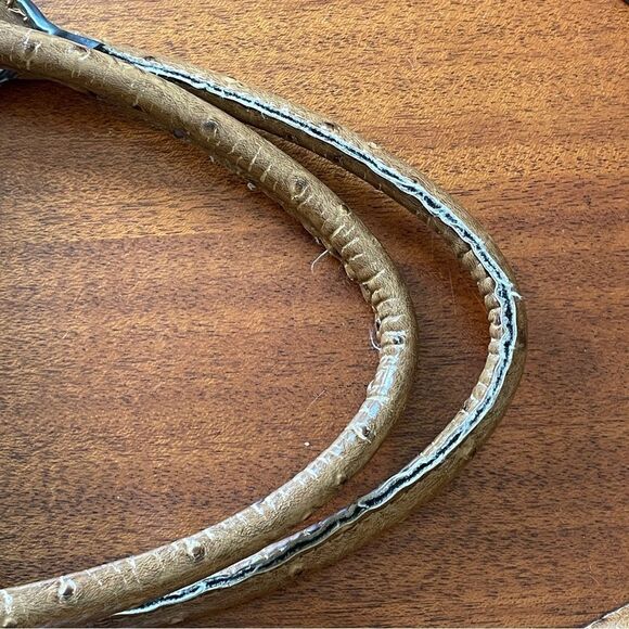 Vintage Y2K Guess Ostrich Pebbled Faux Leather Handbag Purse Tan - Picture 6 of 15